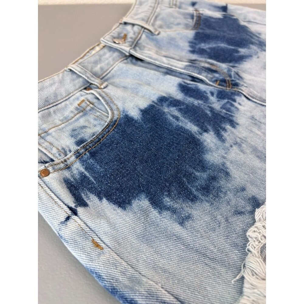 PacSun women's 27 High rise festival short tie dye denim cutoff jean shorts - Picture 3 of 7